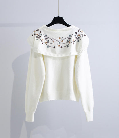 Cute embroidered long-sleeved cardigan sweater  028
