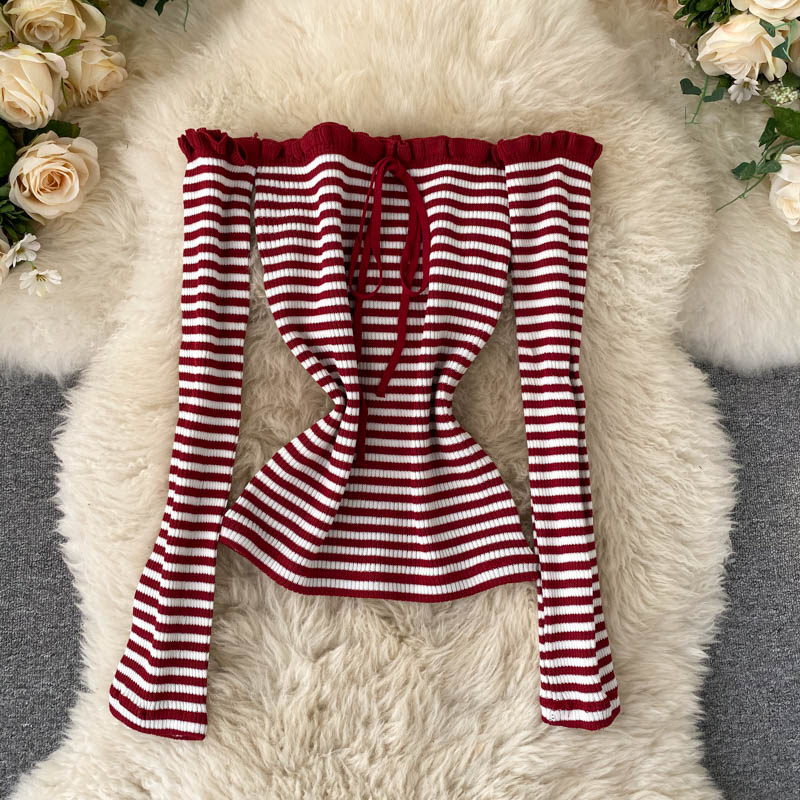 Cute long sleeve off shoulder sweater  025