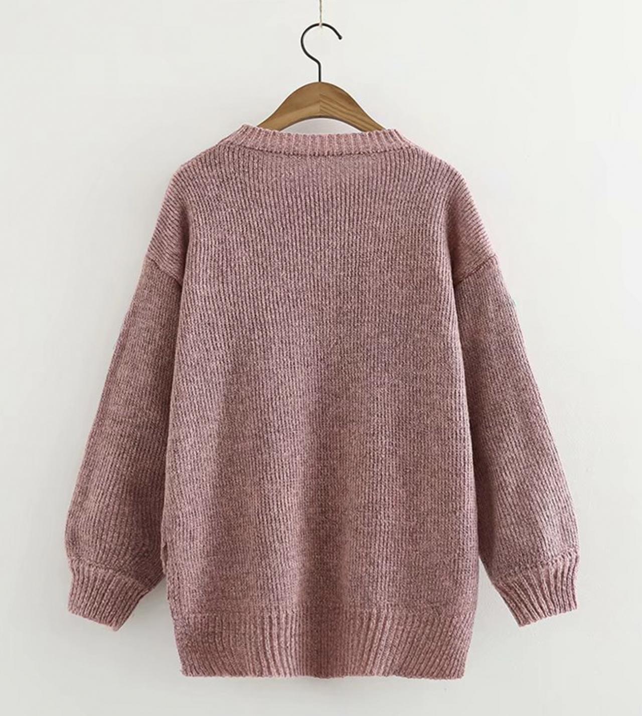 Lovely flowers long sleeve sweater  044