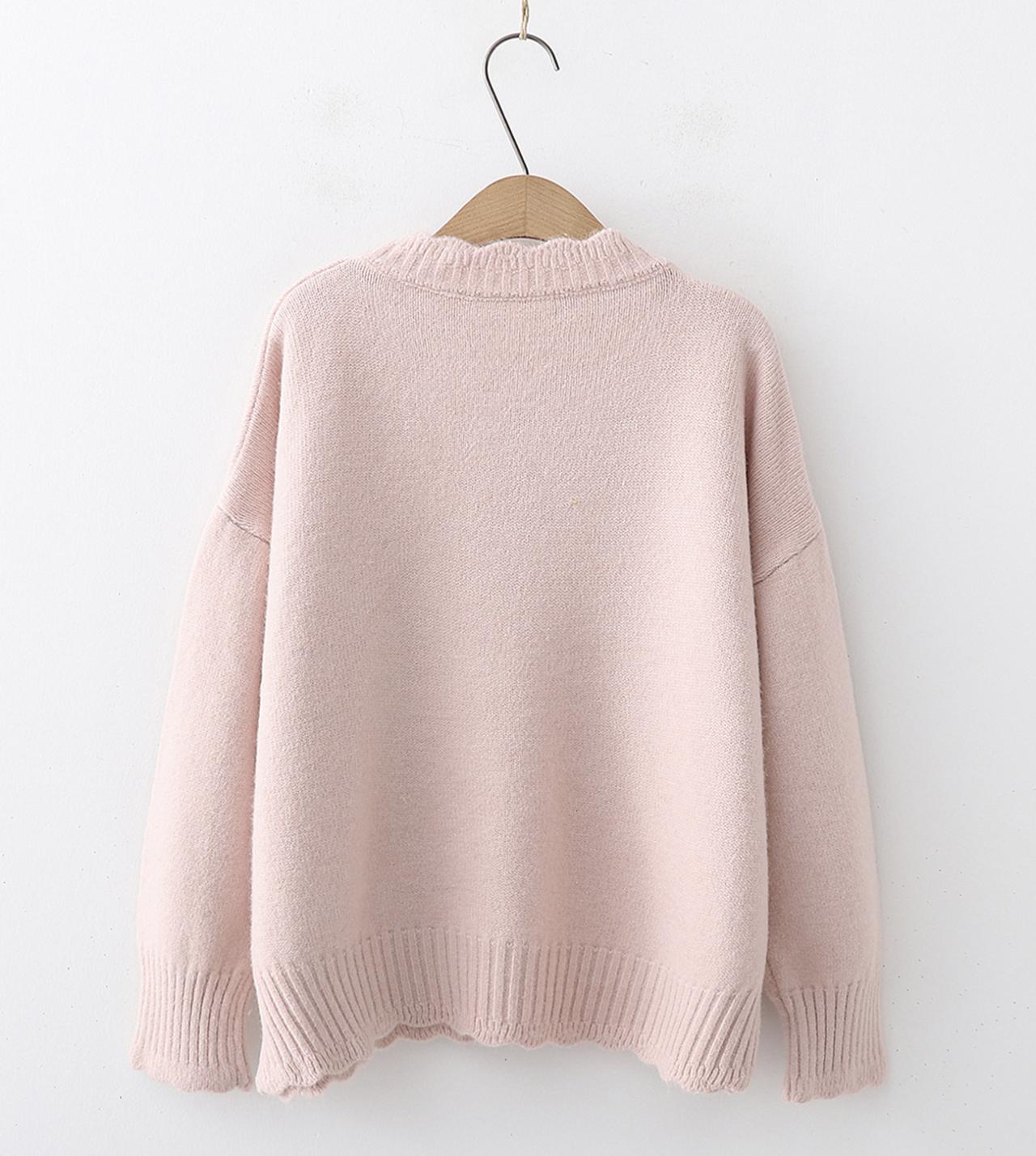 Simple round neck sweater long sleeve sweater  043