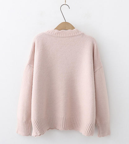 Simple round neck sweater long sleeve sweater  043
