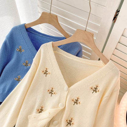 Cute knitted long sleeve short sweater  012