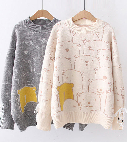 Cute round neck long sleeve sweater  066