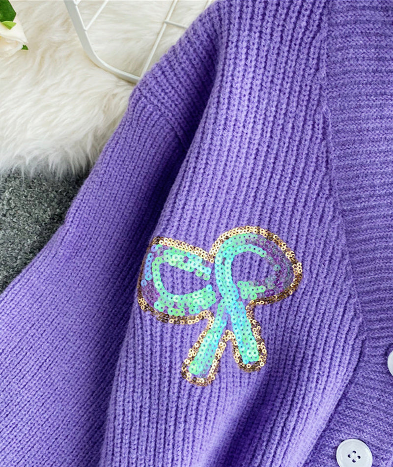 Cute loose sequin sweater short sweater  100