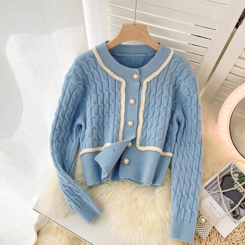 Cute knitted short long sleeve sweater  013
