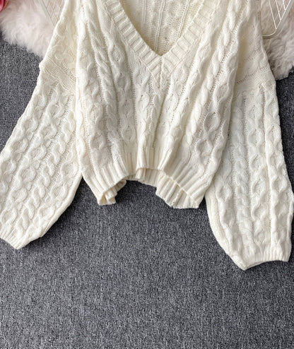 Cute v neck long sleeve sweater  104