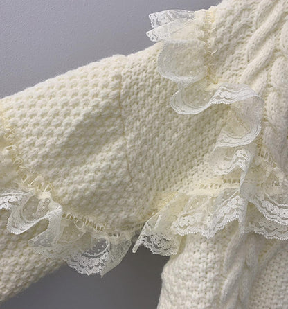 Cute cardigan lace long sleeve sweater  015