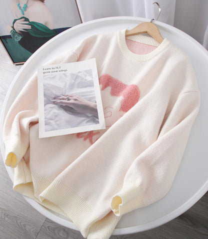 Sweater cute cherry love long sleeve sweater  046