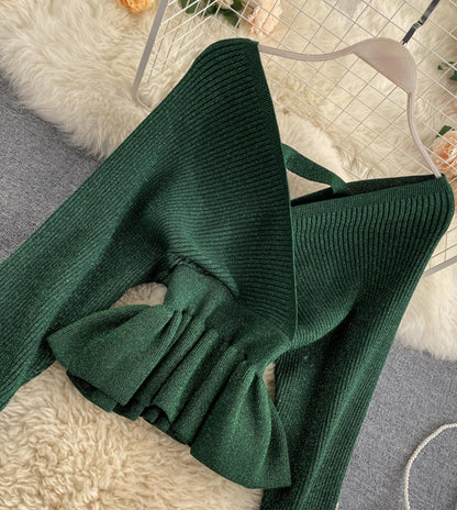 Stylish v neck long sleeve tops  045