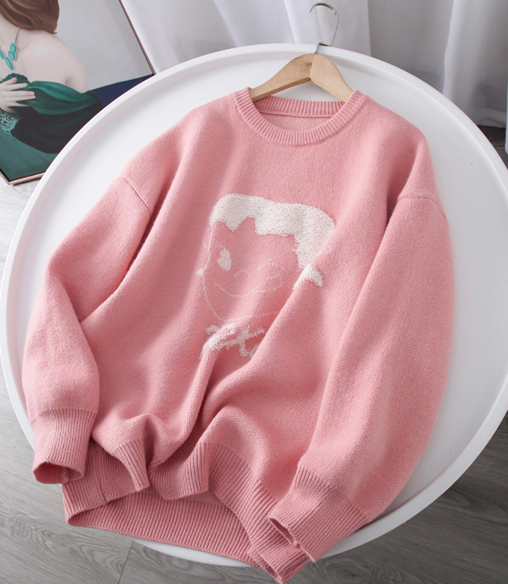 Sweater cute cherry love long sleeve sweater  046