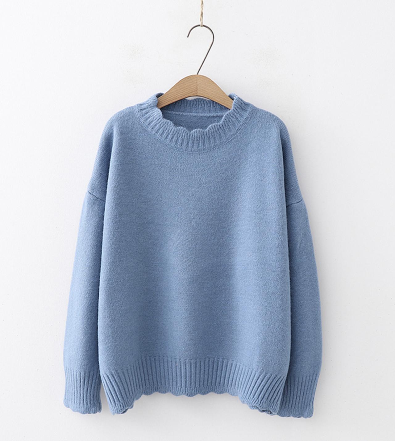 Simple round neck sweater long sleeve sweater  043