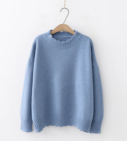 Simple round neck sweater long sleeve sweater  043