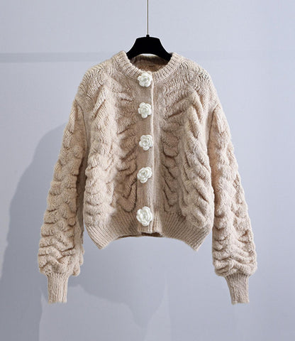 Lovely flowers long sleeve cardigan sweater  027