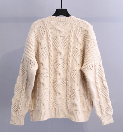 Retro knitted twist long sleeve sweater  014