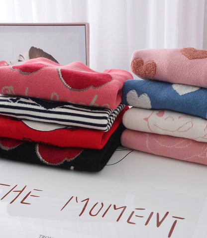 Sweater cute cherry love long sleeve sweater  046