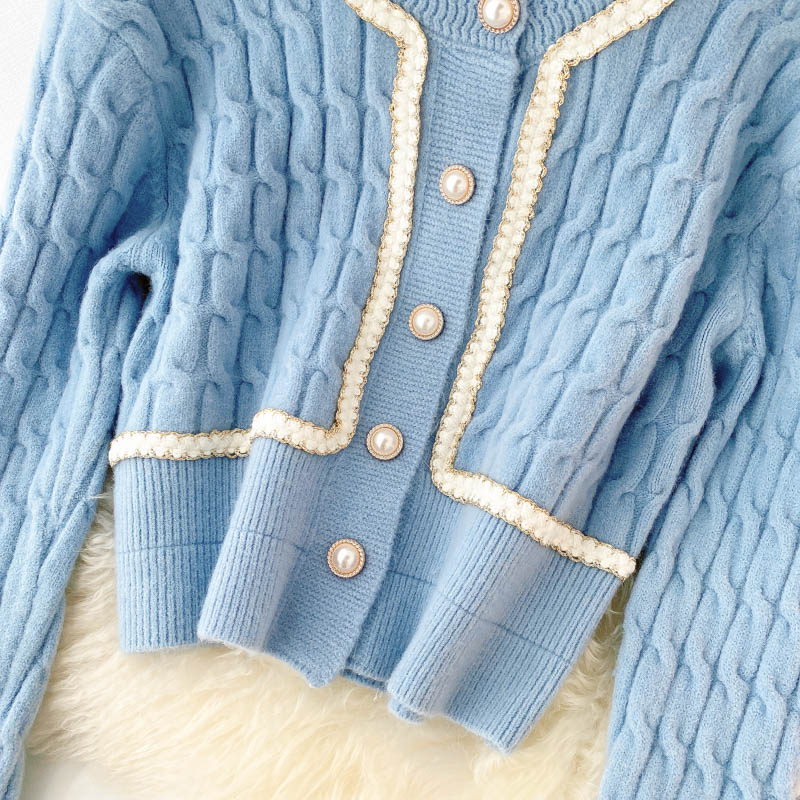 Cute knitted short long sleeve sweater  013