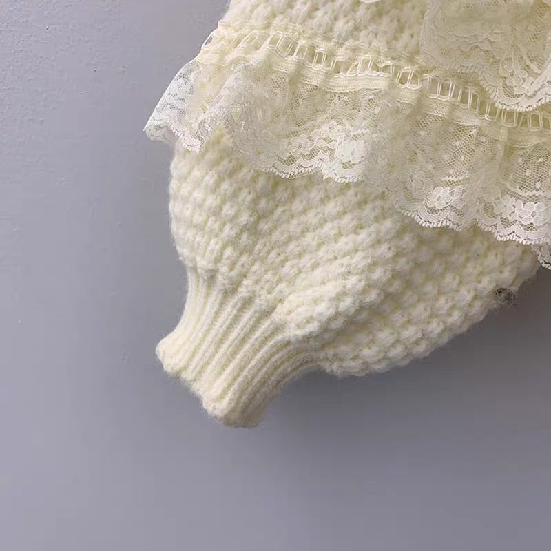 Cute cardigan lace long sleeve sweater  015