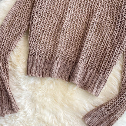 Cute cut-out long-sleeved sweater off shoulder sweater  038