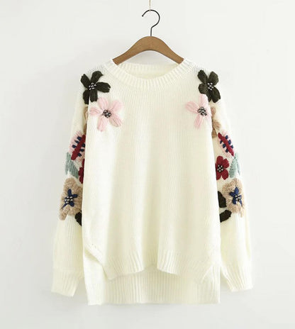 Lovely flowers long sleeve sweater  044