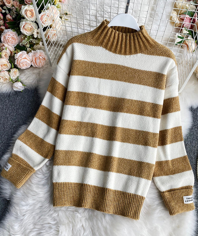 Simple stripe long sleeve sweater  060