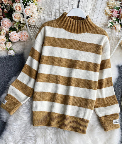 Simple stripe long sleeve sweater  060