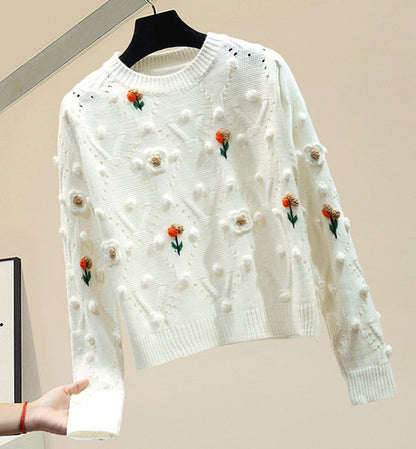 Cute round neck long sleeve sweater  073