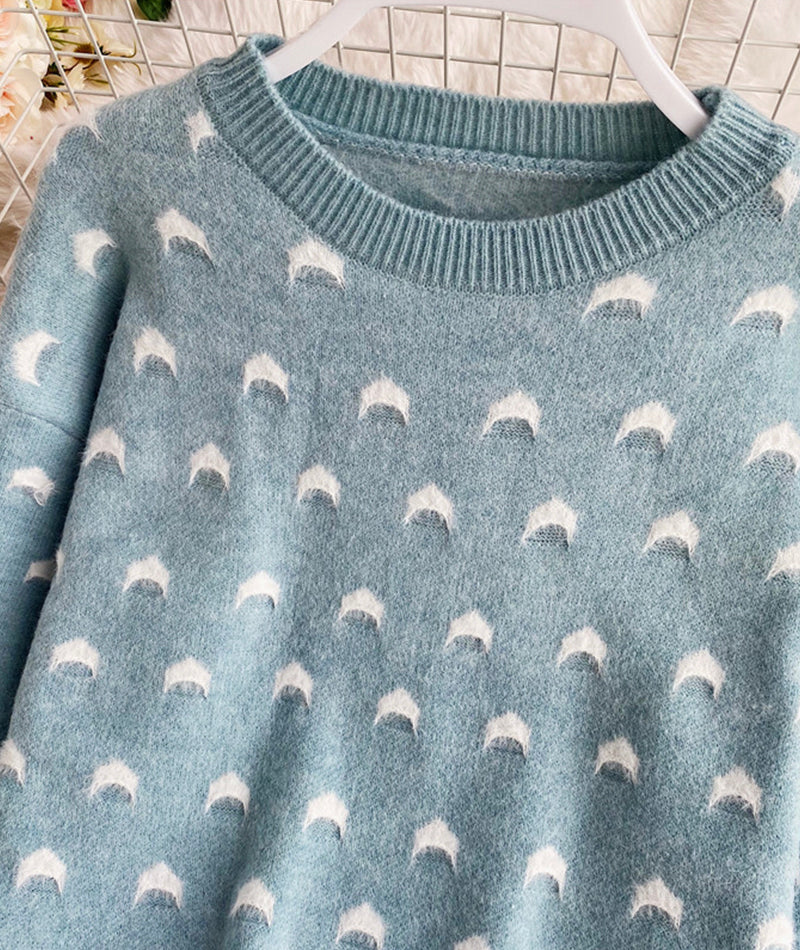 Cute round neck loose sweater  084