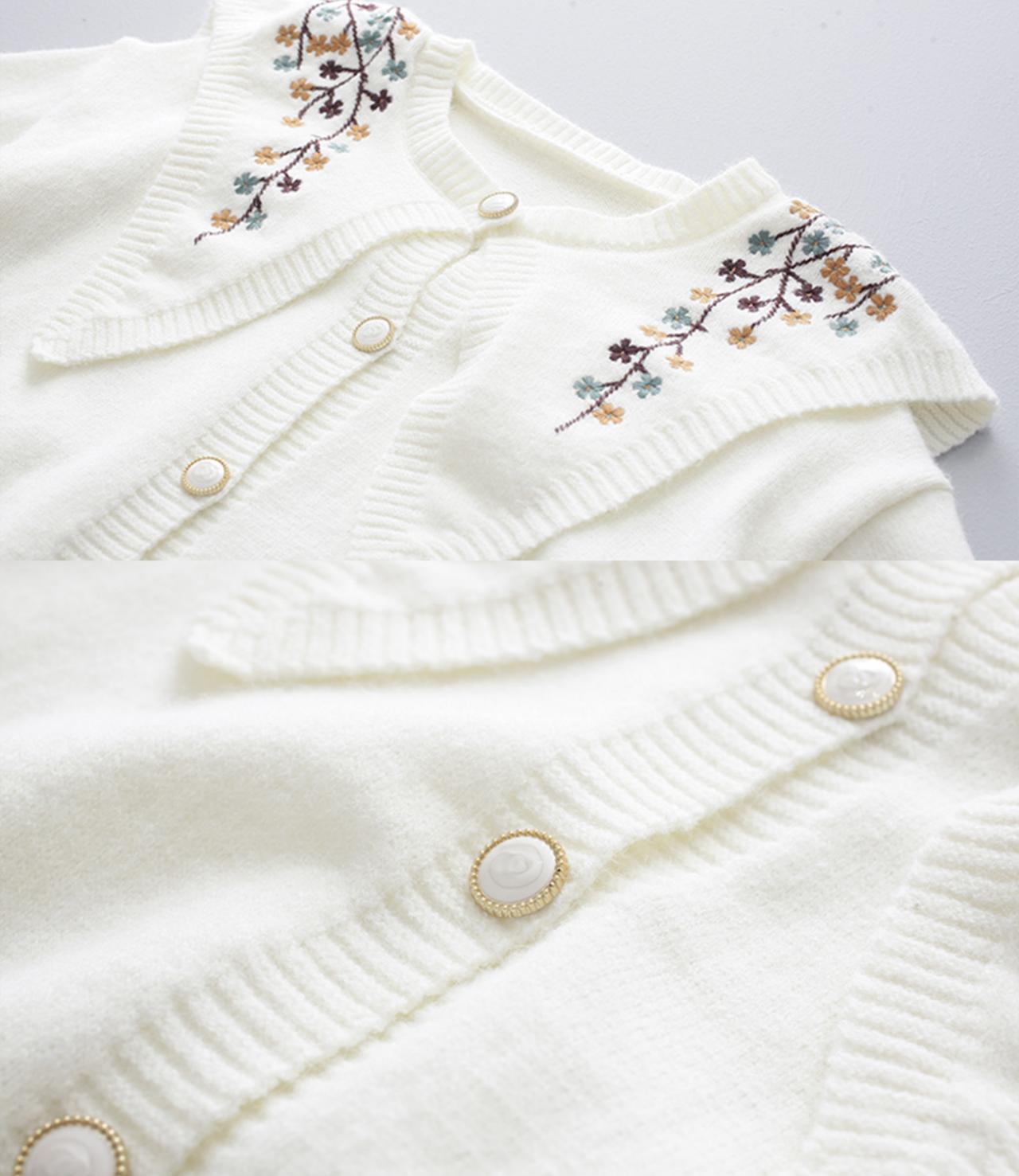 Cute embroidered long-sleeved cardigan sweater  028