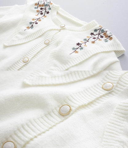 Cute embroidered long-sleeved cardigan sweater  028