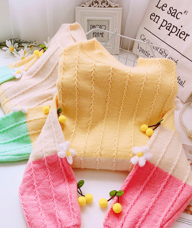 Lovely flowers long sleeve sweater  083