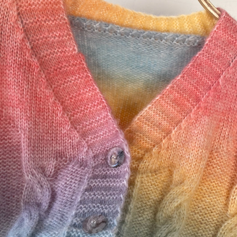 Rainbow Cardigan Long Sleeve Short Sweater 022