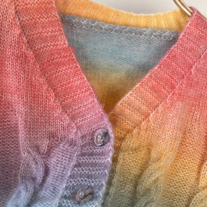 Rainbow Cardigan Long Sleeve Short Sweater 022