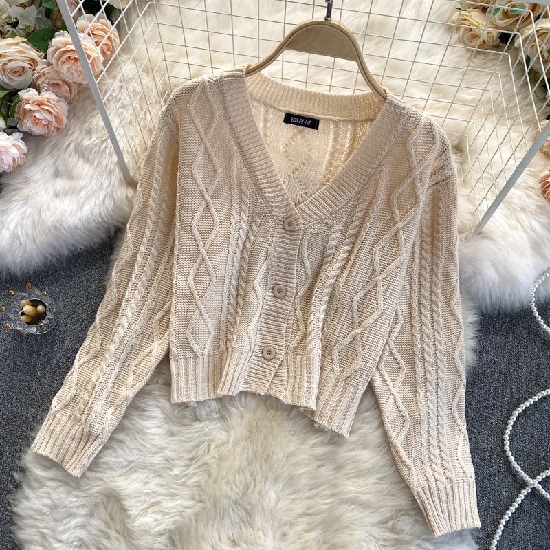 Fashionable knitted cardigan two-piece sweater 023