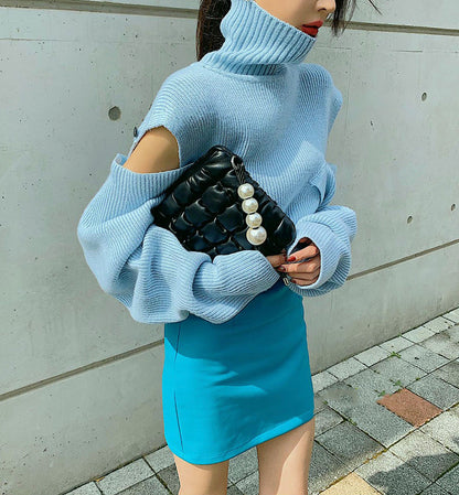 Uniquely designed turtleneck sweater loose long-sleeved sweater  079