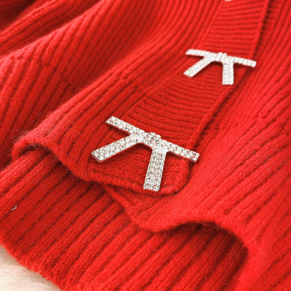 Lovely bow-knot long-sleeved cardigan sweater  009