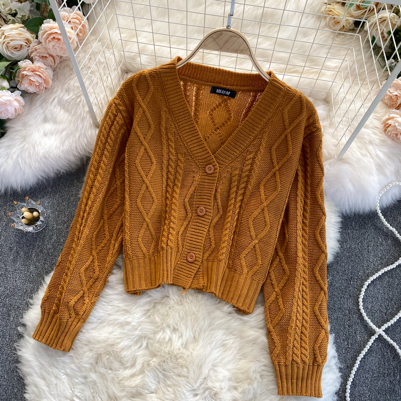 Fashionable knitted cardigan two-piece sweater 023