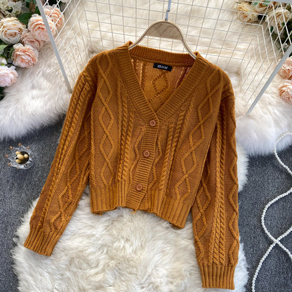 Fashionable knitted cardigan two-piece sweater 023