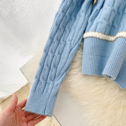 Cute knitted short long sleeve sweater  013