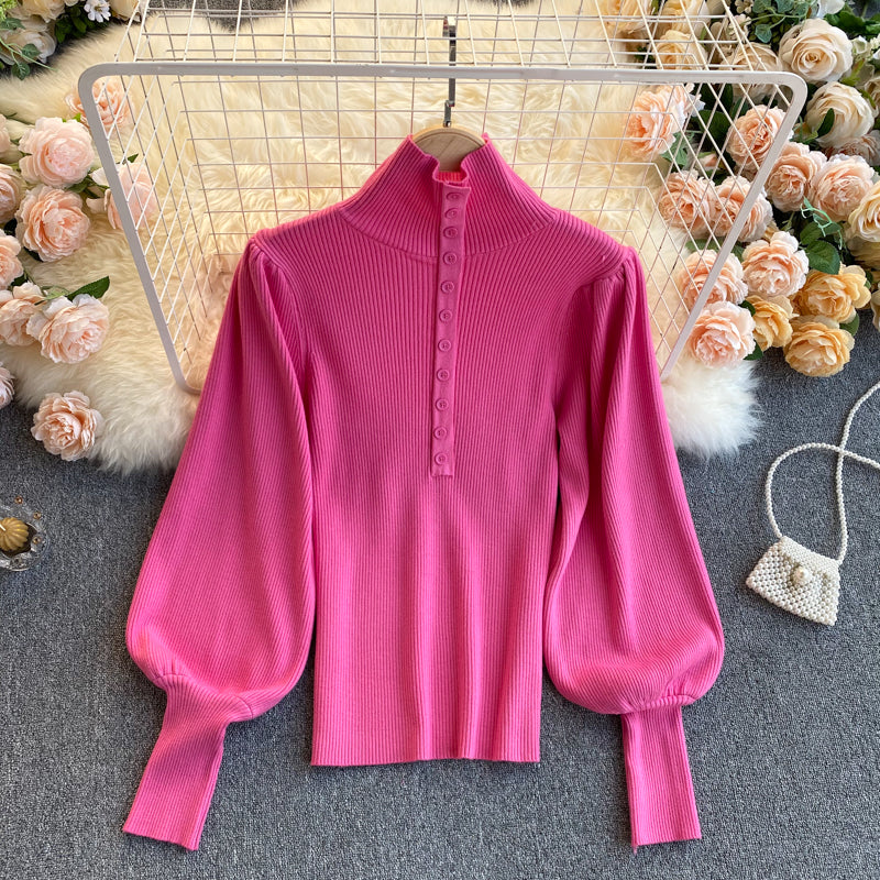 Elegant high neck long sleeve sweater  021