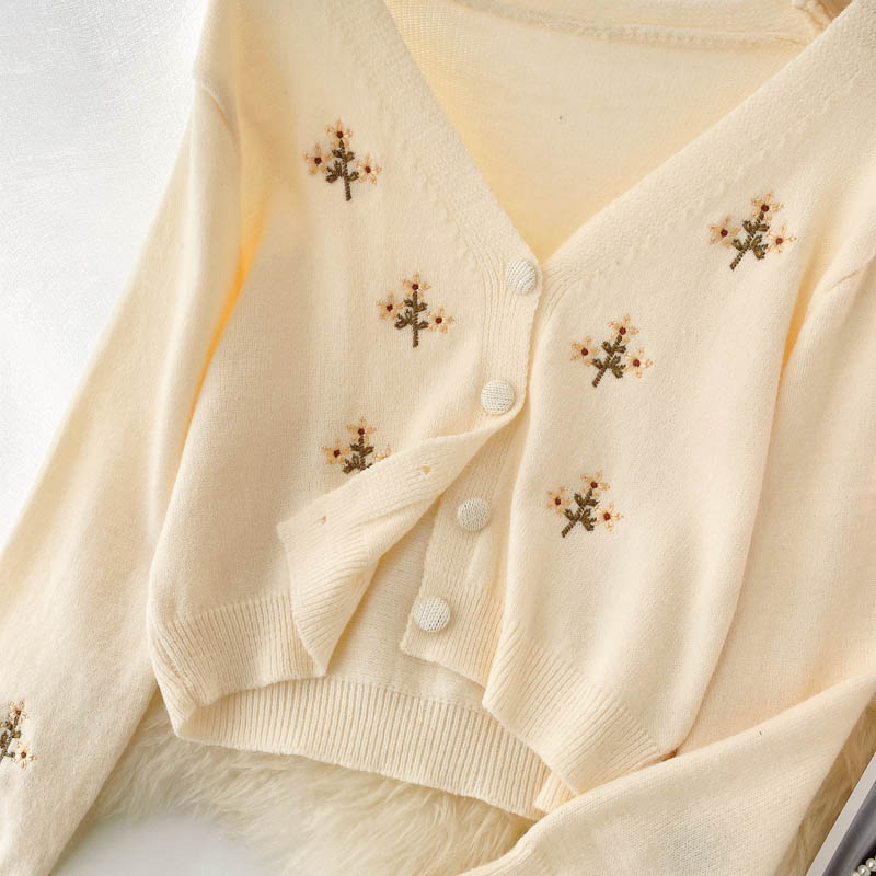 Cute knitted long sleeve short sweater  012