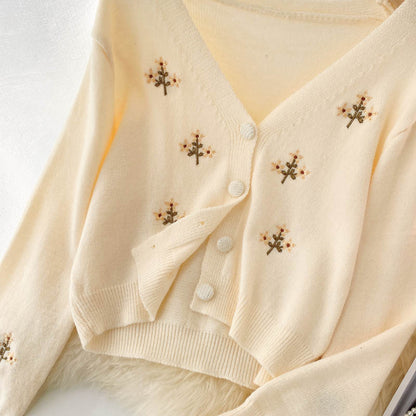 Cute knitted long sleeve short sweater  012