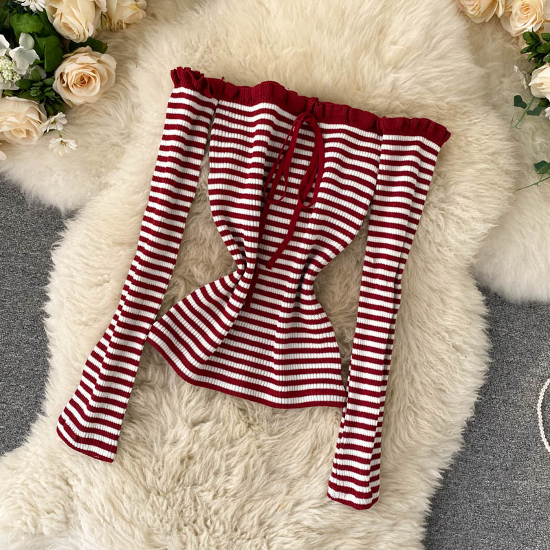 Cute long sleeve off shoulder sweater  025