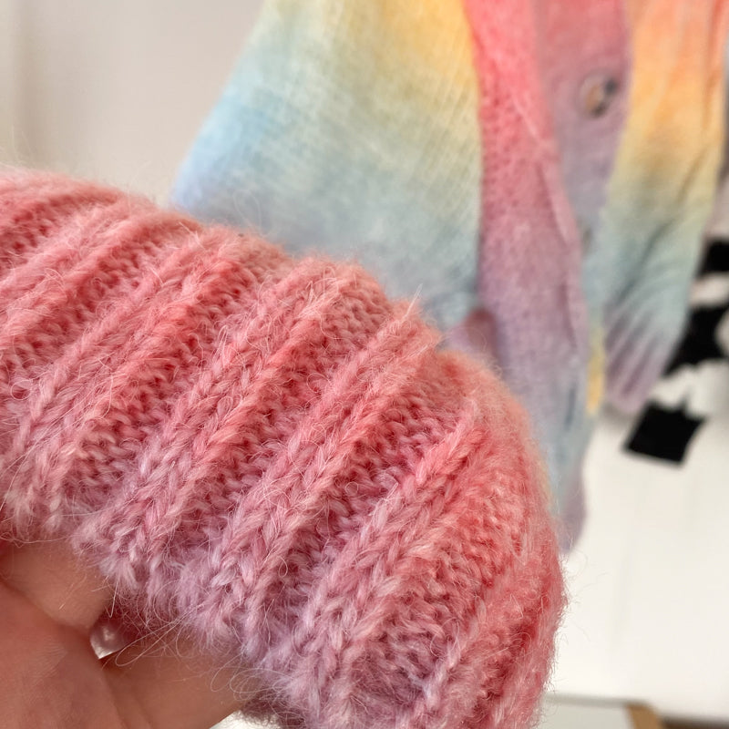 Rainbow Cardigan Long Sleeve Short Sweater 022