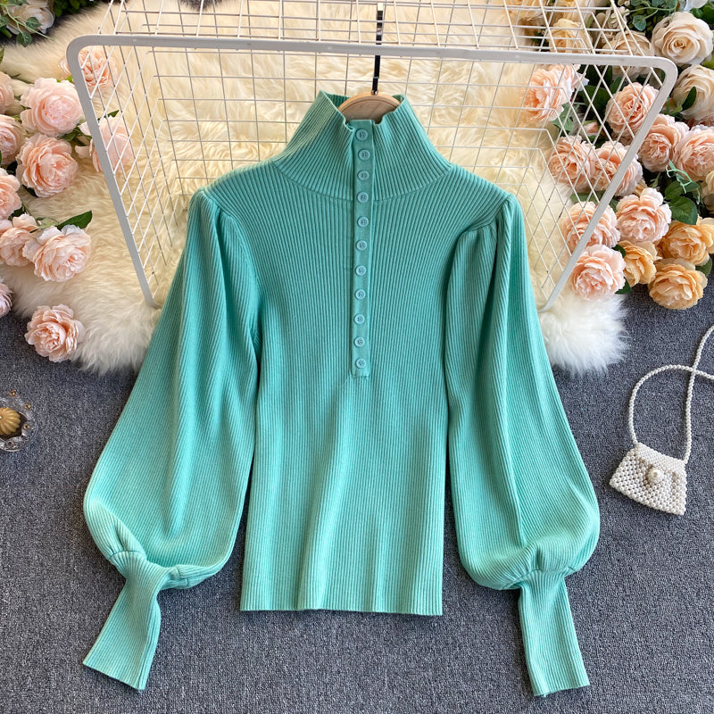 Elegant high neck long sleeve sweater  021