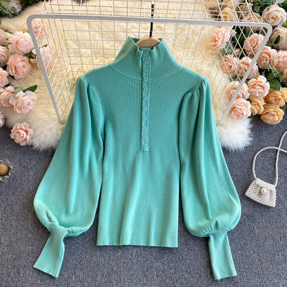 Elegant high neck long sleeve sweater  021