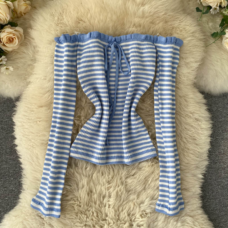 Cute long sleeve off shoulder sweater  025