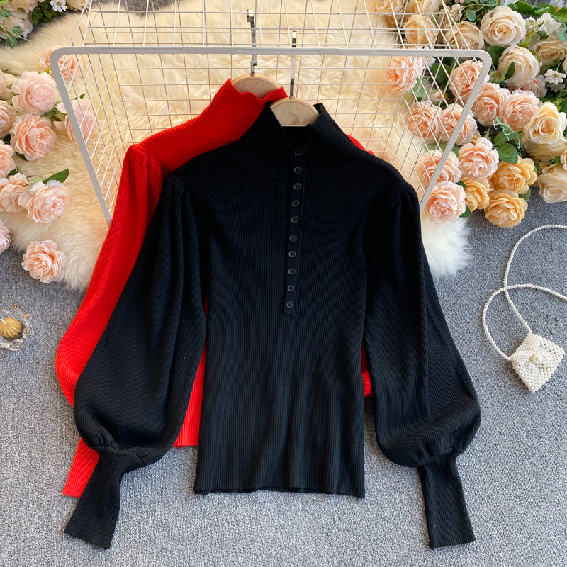 Elegant high neck long sleeve sweater  021