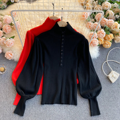 Elegant high neck long sleeve sweater  021