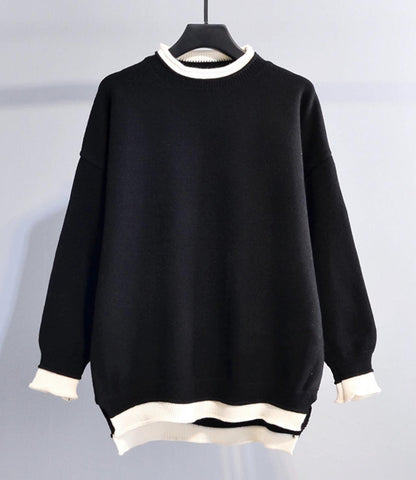 Simple round neck long sleeve sweater  031