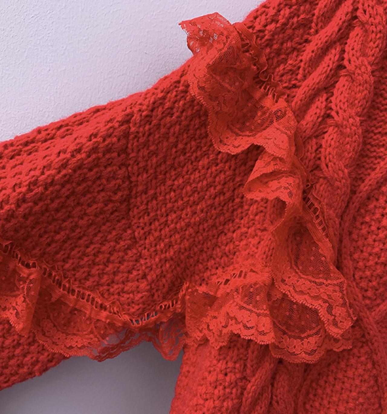 Cute cardigan lace long sleeve sweater  015